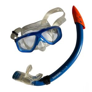 Blue and Orange Snorkel Set with Goggles